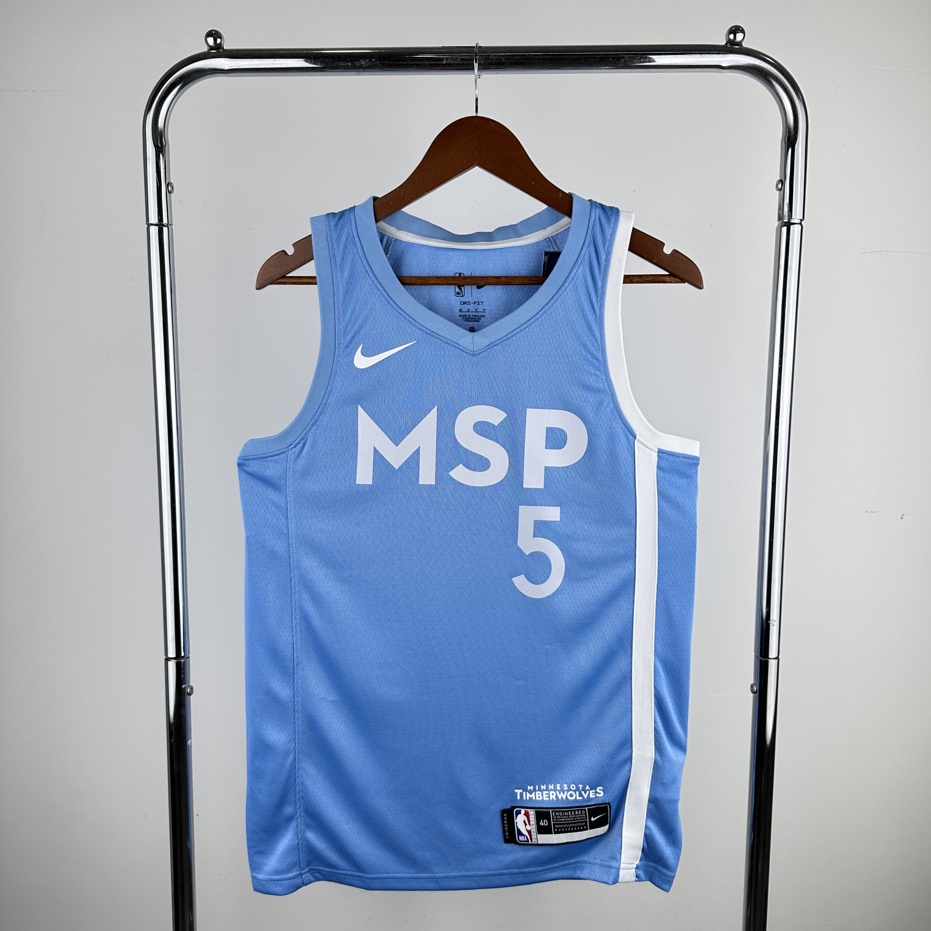Men Minnesota Timberwolves 5 Edwards Light Blue Nike 2024 NBA Jersey